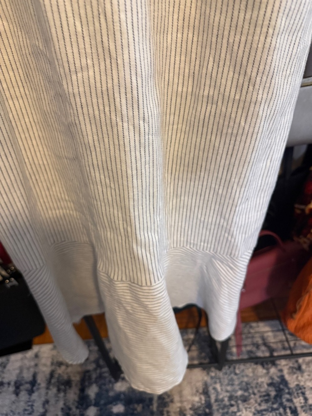 Banana Republic White and Light Gray Pinstripe Sleeveless Midi Dress - Picture 5 of 6